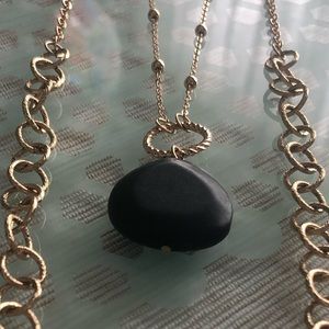 Black Stone Pendant! Gorgeous necklace w BONUS!